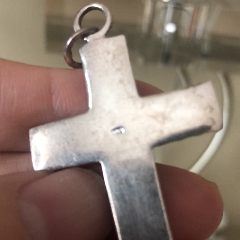 LARGE Vintage 925 Sterling Silver Cross Pendant - Picture 6 of 8